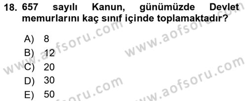 Kamu Yönetimi Dersi 2025 - 2026 Yılı (Final) Dönem Sonu Sınav Soruları 18. Soru