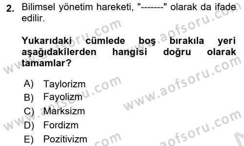 Kamu Yönetimi Dersi 2025 - 2026 Yılı (Final) Dönem Sonu Sınav Soruları 2. Soru