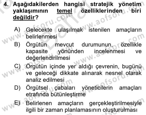 Kamu Yönetimi Dersi 2025 - 2026 Yılı (Final) Dönem Sonu Sınav Soruları 4. Soru