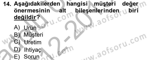 Girişimcilik ve İş Kurma Dersi Ara Sınavı Deneme Sınav Soruları 14. Soru