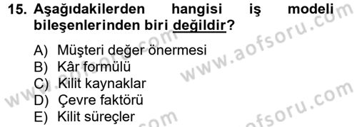 Girişimcilik ve İş Kurma Dersi 2012 - 2013 Yılı (Vize) Ara Sınav Soruları 15. Soru