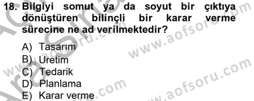 Girişimcilik ve İş Kurma Dersi Ara Sınavı Deneme Sınav Soruları 18. Soru