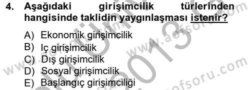 Girişimcilik ve İş Kurma Dersi Ara Sınavı Deneme Sınav Soruları 4. Soru