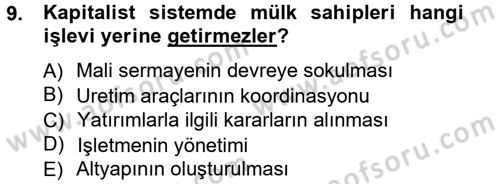 Girişimcilik ve İş Kurma Dersi Ara Sınavı Deneme Sınav Soruları 9. Soru