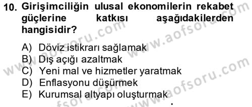 Girişimcilik ve İş Kurma Dersi Ara Sınavı Deneme Sınav Soruları 10. Soru