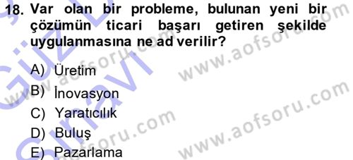 Girişimcilik ve İş Kurma Dersi Ara Sınavı Deneme Sınav Soruları 18. Soru