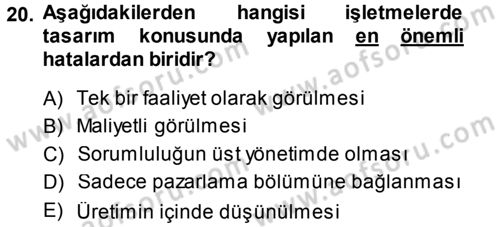 Girişimcilik ve İş Kurma Dersi Ara Sınavı Deneme Sınav Soruları 20. Soru