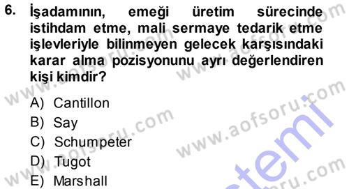 Girişimcilik ve İş Kurma Dersi Ara Sınavı Deneme Sınav Soruları 6. Soru