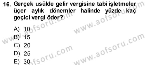 Girişimcilik ve İş Kurma Dersi 2013 - 2014 Yılı (Final) Dönem Sonu Sınav Soruları 16. Soru