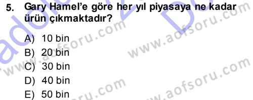 Girişimcilik ve İş Kurma Dersi 2013 - 2014 Yılı (Final) Dönem Sonu Sınav Soruları 5. Soru