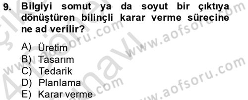 Girişimcilik ve İş Kurma Dersi 2013 - 2014 Yılı Tek Ders Sınav Soruları 9. Soru