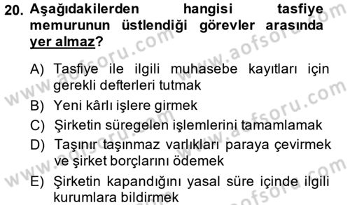 Girişimcilik ve İş Kurma Dersi 2014 - 2015 Yılı (Final) Dönem Sonu Sınav Soruları 20. Soru