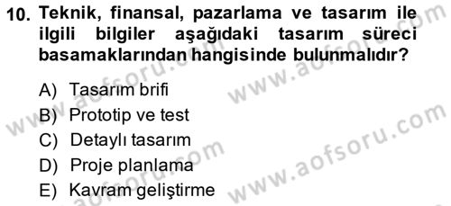 Girişimcilik ve İş Kurma Dersi 2014 - 2015 Yılı Tek Ders Sınav Soruları 10. Soru