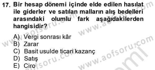 Girişimcilik ve İş Kurma Dersi 2014 - 2015 Yılı Tek Ders Sınav Soruları 17. Soru