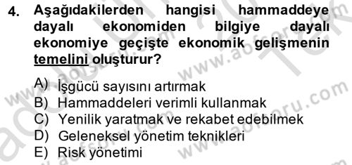Girişimcilik ve İş Kurma Dersi 2014 - 2015 Yılı Tek Ders Sınav Soruları 4. Soru