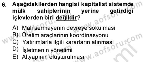 Girişimcilik ve İş Kurma Dersi 2014 - 2015 Yılı Tek Ders Sınav Soruları 6. Soru