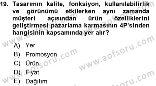 Girişimcilik ve İş Kurma Dersi 2015 - 2016 Yılı (Vize) Ara Sınav Soruları 19. Soru