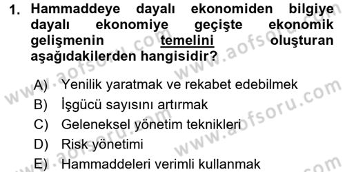 Girişimcilik ve İş Kurma Dersi 2015 - 2016 Yılı Tek Ders Sınav Soruları 1. Soru