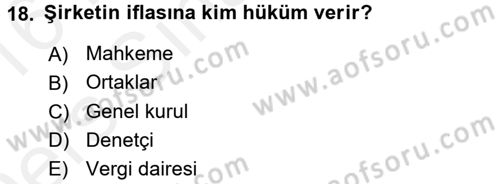 Girişimcilik ve İş Kurma Dersi 2015 - 2016 Yılı Tek Ders Sınav Soruları 18. Soru