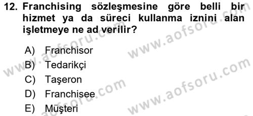 Girişimcilik ve İş Kurma Dersi 2016 - 2017 Yılı 3 Ders Sınav Soruları 12. Soru