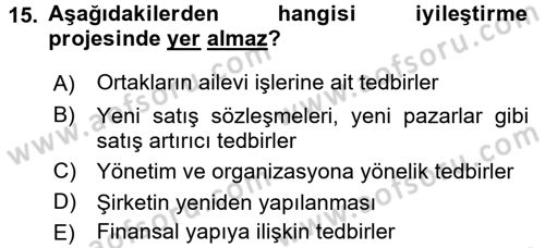 Girişimcilik ve İş Kurma Dersi 2016 - 2017 Yılı 3 Ders Sınav Soruları 15. Soru