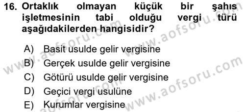 Girişimcilik ve İş Kurma Dersi 2016 - 2017 Yılı (Final) Dönem Sonu Sınav Soruları 16. Soru