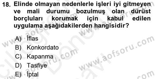 Girişimcilik ve İş Kurma Dersi 2016 - 2017 Yılı (Final) Dönem Sonu Sınav Soruları 18. Soru