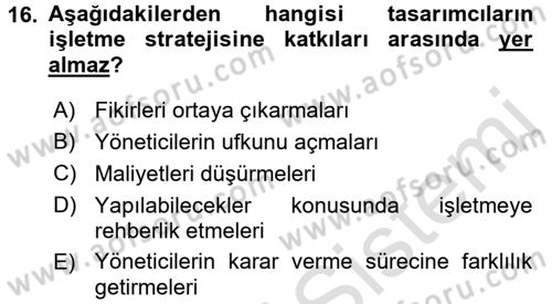 Girişimcilik ve İş Kurma Dersi 2017 - 2018 Yılı (Vize) Ara Sınavı 16. Soru