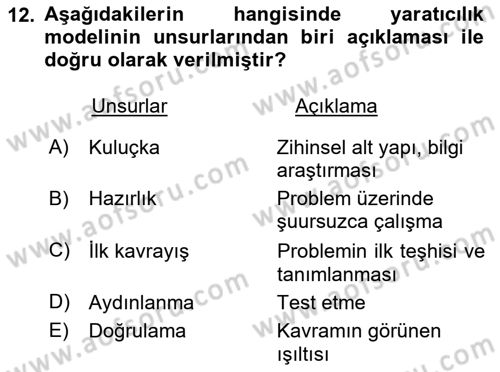 Girişimcilik ve İş Kurma Dersi Ara Sınavı Deneme Sınav Soruları 12. Soru