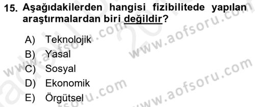 Girişimcilik ve İş Kurma Dersi 2018 - 2019 Yılı (Vize) Ara Sınav Soruları 15. Soru