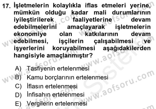 Girişimcilik ve İş Kurma Dersi 2018 - 2019 Yılı (Final) Dönem Sonu Sınav Soruları 17. Soru