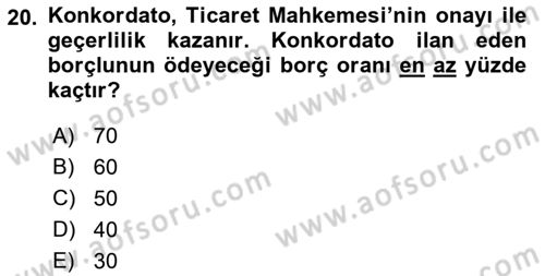 Girişimcilik ve İş Kurma Dersi 2018 - 2019 Yılı (Final) Dönem Sonu Sınav Soruları 20. Soru