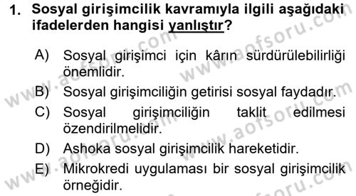 Girişimcilik ve İş Kurma Dersi 2018 - 2019 Yılı Yaz Okulu Sınav Soruları 1. Soru