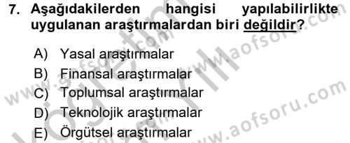 Girişimcilik ve İş Kurma Dersi 2018 - 2019 Yılı Yaz Okulu Sınav Soruları 7. Soru