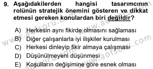 Girişimcilik ve İş Kurma Dersi 2018 - 2019 Yılı Yaz Okulu Sınav Soruları 9. Soru