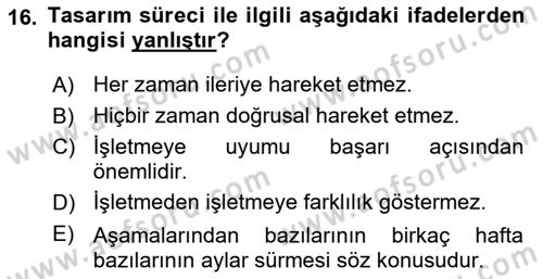Girişimcilik ve İş Kurma Dersi Ara Sınavı Deneme Sınav Soruları 16. Soru