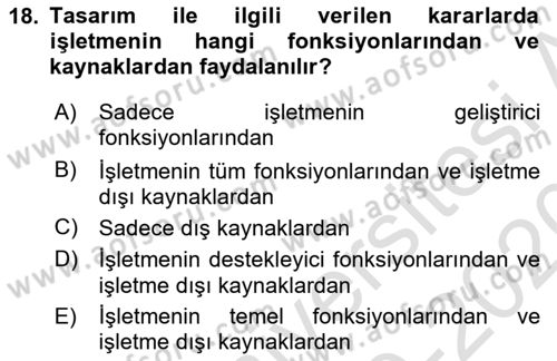 Girişimcilik ve İş Kurma Dersi Ara Sınavı Deneme Sınav Soruları 18. Soru