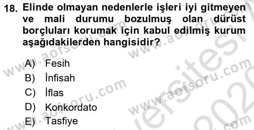 Girişimcilik ve İş Kurma Dersi 2019 - 2020 Yılı (Final) Dönem Sonu Sınav Soruları 18. Soru