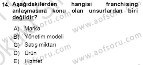 Girişimcilik ve İş Kurma Dersi 2020 - 2021 Yılı Yaz Okulu Sınav Soruları 14. Soru