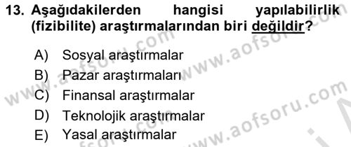 Girişimcilik ve İş Kurma Dersi 2021 - 2022 Yılı (Vize) Ara Sınav Soruları 13. Soru