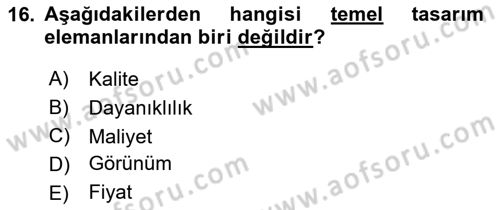 Girişimcilik ve İş Kurma Dersi Ara Sınavı Deneme Sınav Soruları 16. Soru
