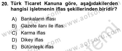 Girişimcilik ve İş Kurma Dersi 2021 - 2022 Yılı (Final) Dönem Sonu Sınav Soruları 20. Soru