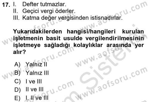 Girişimcilik ve İş Kurma Dersi 2021 - 2022 Yılı Yaz Okulu Sınav Soruları 17. Soru