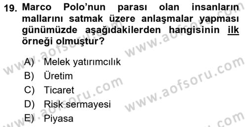 Girişimcilik ve İş Kurma Dersi 2022 - 2023 Yılı (Vize) Ara Sınavı 19. Soru