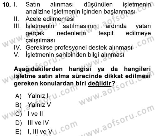 Girişimcilik ve İş Kurma Dersi 2022 - 2023 Yılı (Final) Dönem Sonu Sınav Soruları 10. Soru