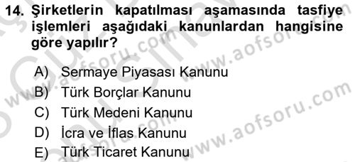 Girişimcilik ve İş Kurma Dersi 2022 - 2023 Yılı (Final) Dönem Sonu Sınav Soruları 14. Soru