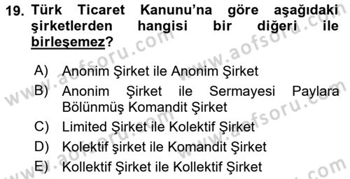 Girişimcilik ve İş Kurma Dersi 2022 - 2023 Yılı (Final) Dönem Sonu Sınav Soruları 19. Soru