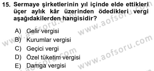 Girişimcilik ve İş Kurma Dersi 2023 - 2024 Yılı (Final) Dönem Sonu Sınav Soruları 15. Soru