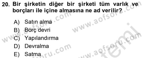 Girişimcilik ve İş Kurma Dersi 2023 - 2024 Yılı (Final) Dönem Sonu Sınav Soruları 20. Soru