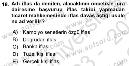 Girişimcilik ve İş Kurma Dersi 2023 - 2024 Yılı Yaz Okulu Sınavı 18. Soru